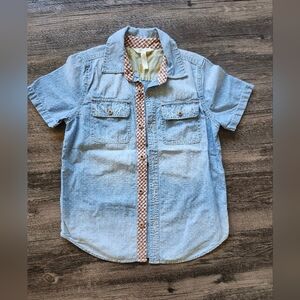 Matilda Jane Chambray Button Down Shirt with Checkered Accents
